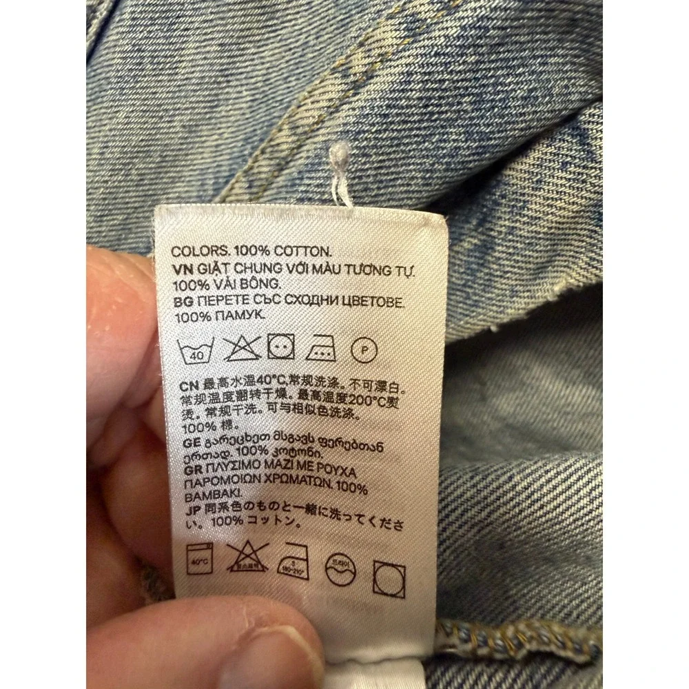H&M &Denim Light Wash Jean Trucker Jacket Womens Size 8‎ Blue Cotton Classic